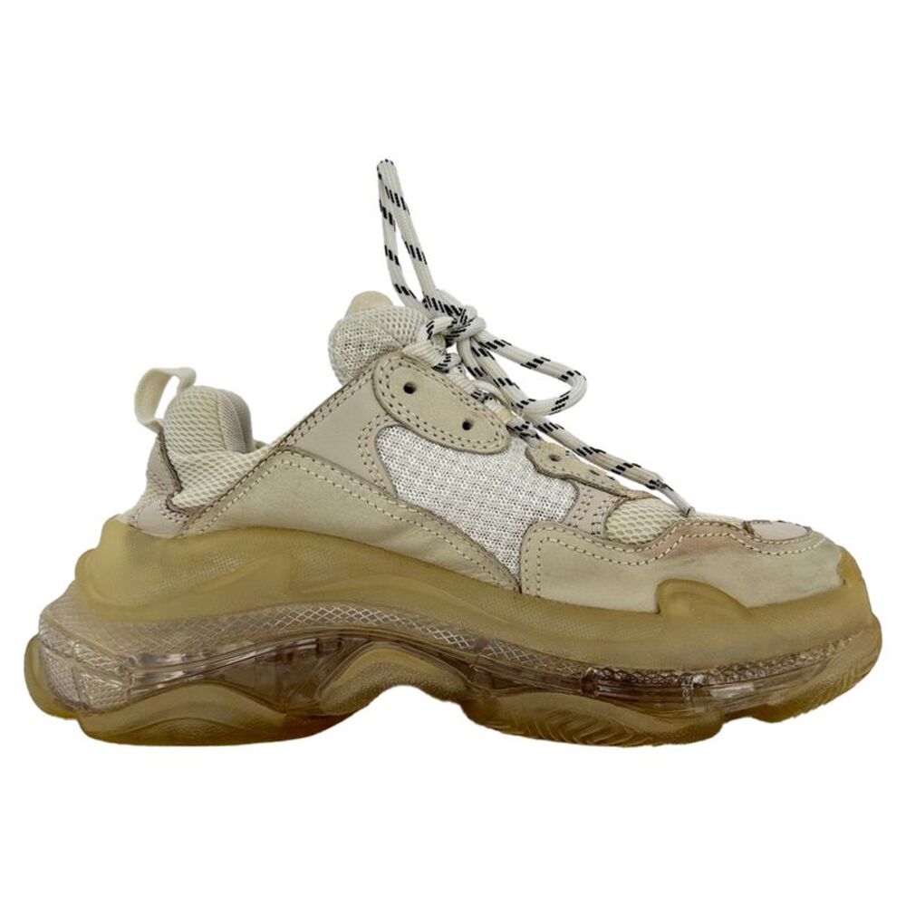 Balenciaga Triple S Clear Sole Sneakers in Beige Polyester